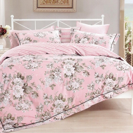 Абель (розовая) КПБ сатин Евро 4н Sofi de Marko Bedding Sets Евро-3922