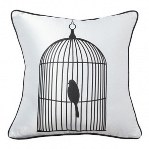 Подушка с принтом Birdie In A Cage White DG Home Pillows DG-D-PL14W